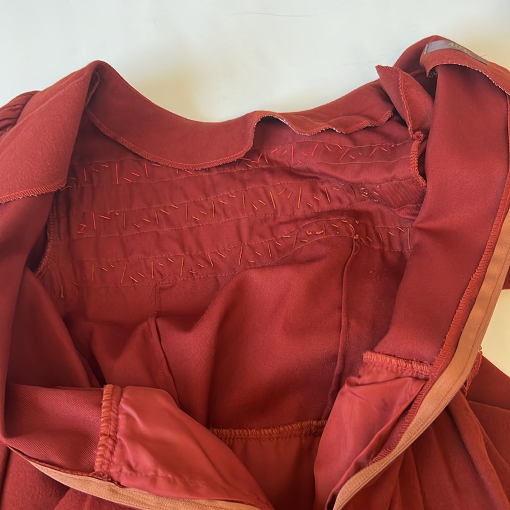 Vintage 1980's Bead Embroidered Wool Blend Midi Rust Orange Red Dress 2 - Picture 11 of 11